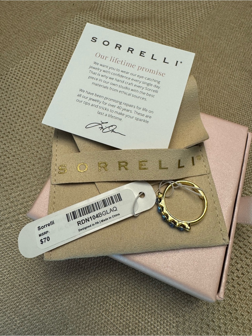 Sorrelli Gold Ring with Blue Stones